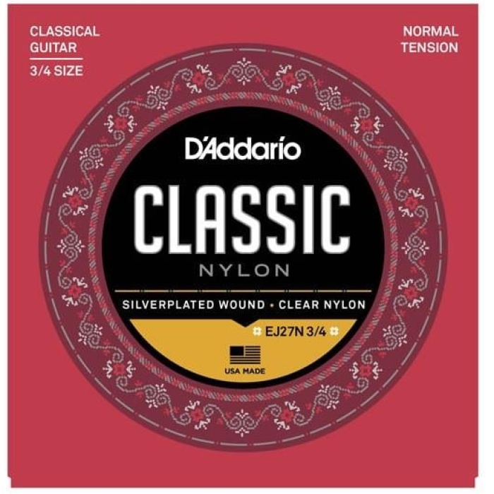 DAddario EJ27N 3/4 Classics Serisi Klasik Gitar Tel Seti (3/4 Ölçek - Normal Tension - Gümüş Sarım)